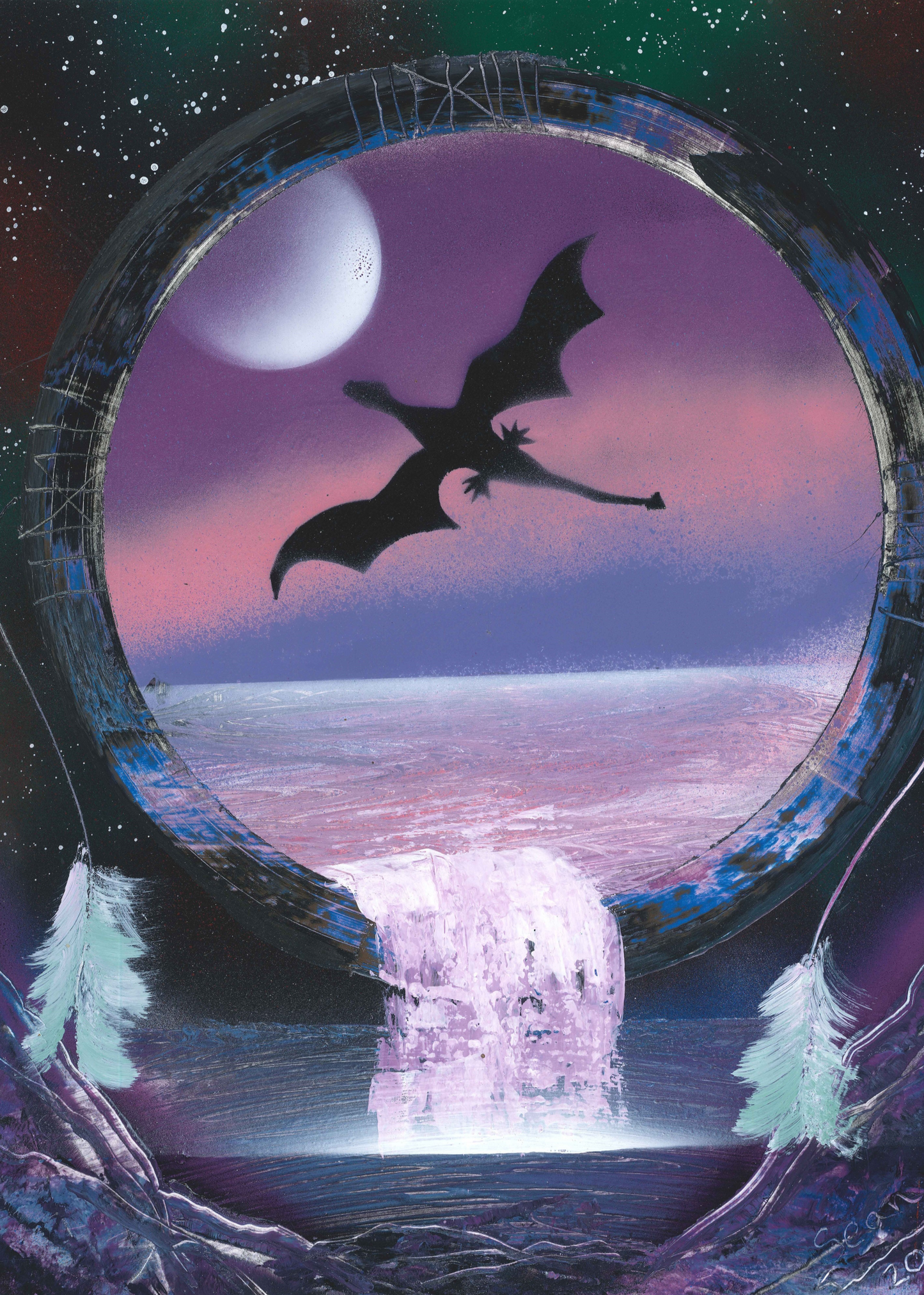 Dragon Dream Catcher Spray Paint Art Print