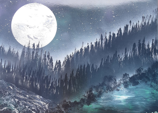 Mountain Night Spray Paint Art Print