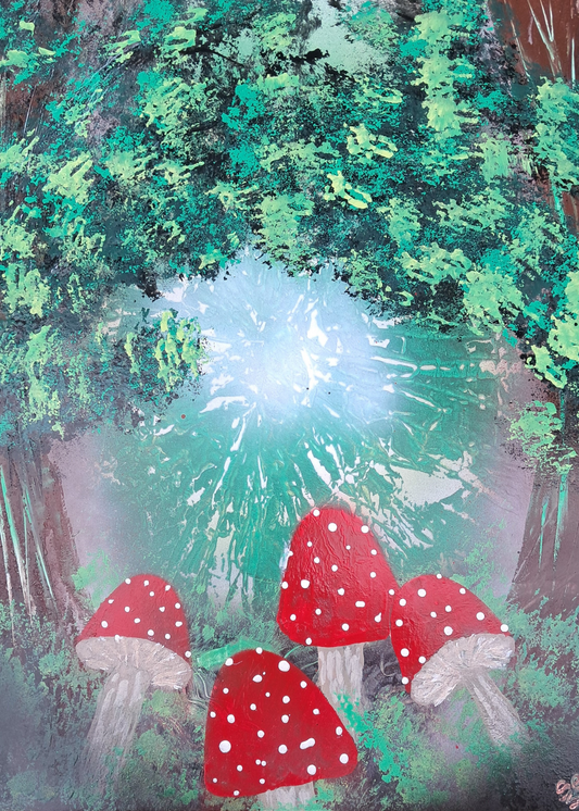 Mushroom Forest Spray Paint Art Print
