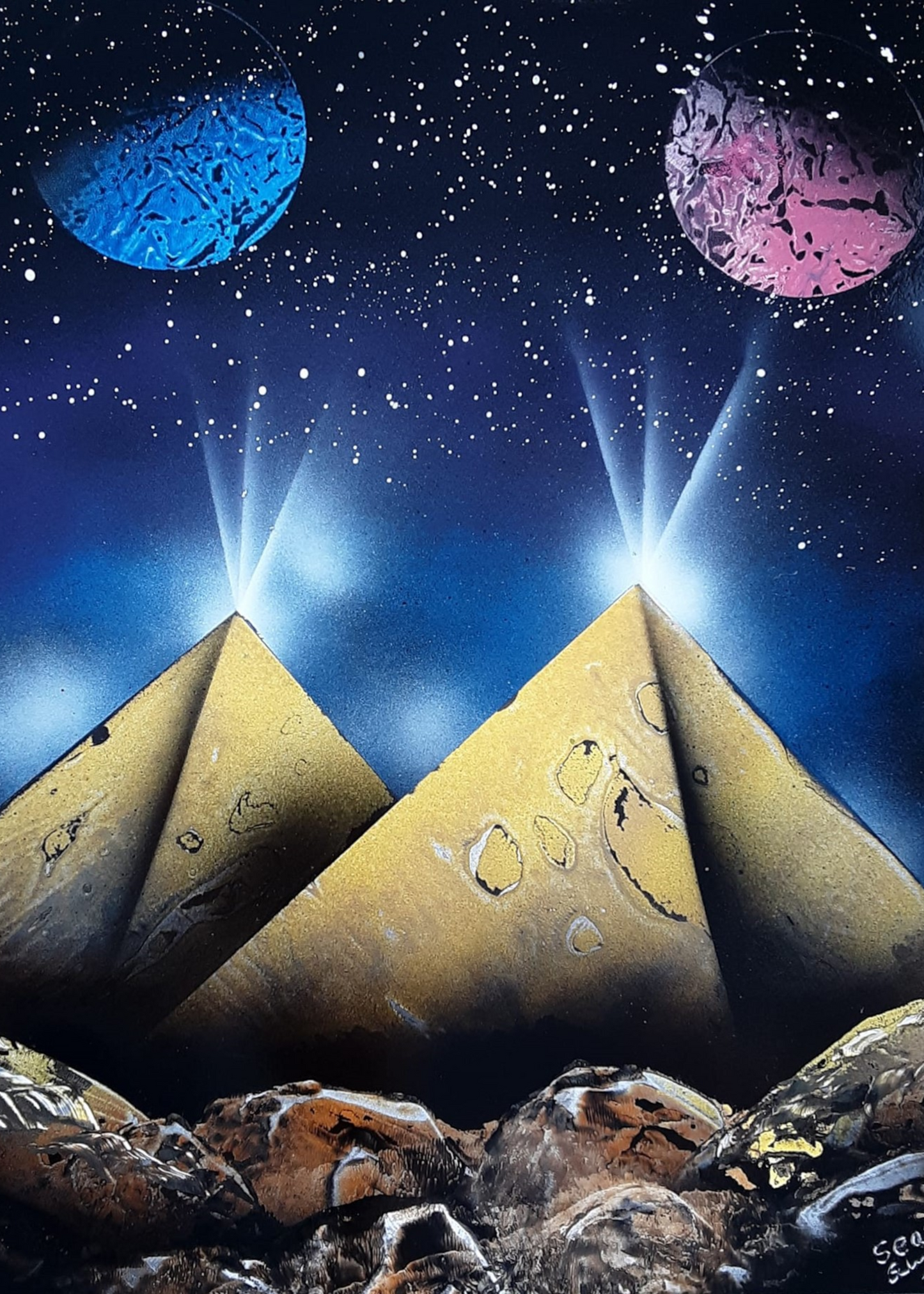 Pyramids Spray Paint Art Print