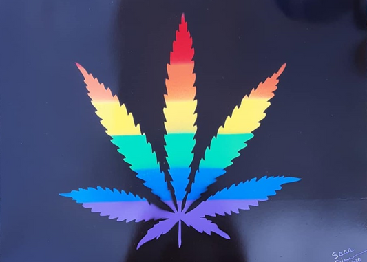 Rainbow Pot Leaf Spray Paint Art Print