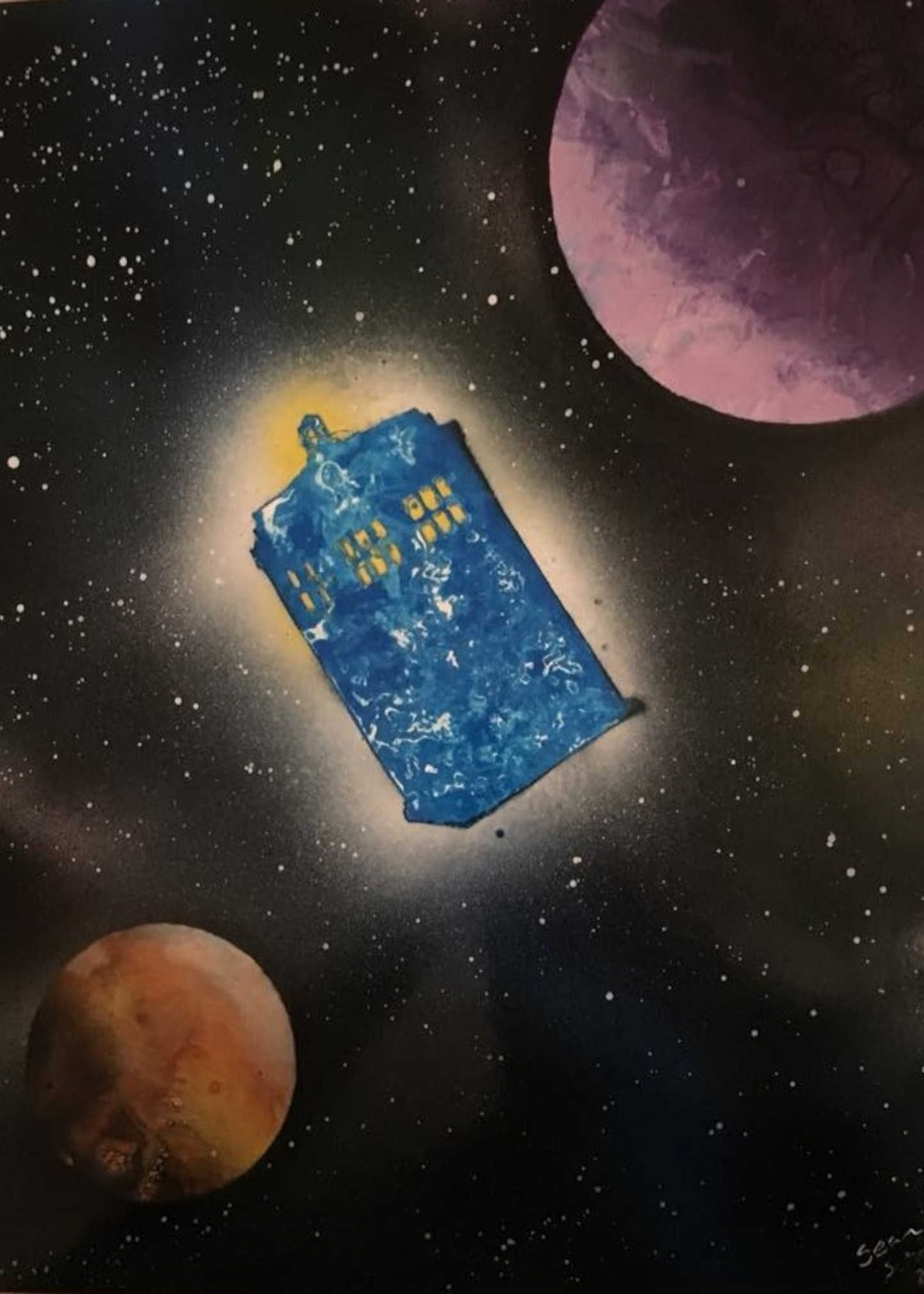 TARDIS Spray Paint Art Print